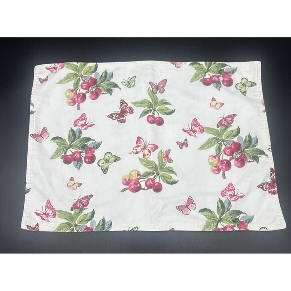 Zina Vasi Cloth CHERRY BUTTERFLY Rectangle Placemats 18.5” X 13.5” - Picture 2 of 5